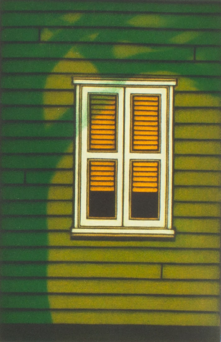 Kazuhisa Honda "Window" Limited Edition Mezzotint: Mezzotint print titled Window by Kazuhisa Honda (Japanese; born 1948). Signed and numbered 1/85 to lower edge. Measurements: 11" W x 14.75" H (sheet); 6" W x 9&quo