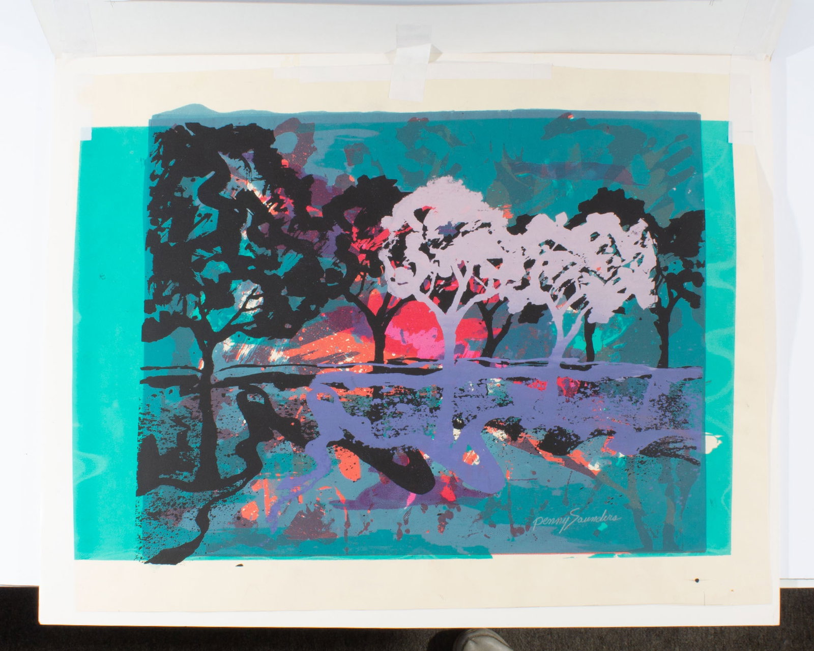 Penny Saunders "Trees" Abstract Screen Print - 4