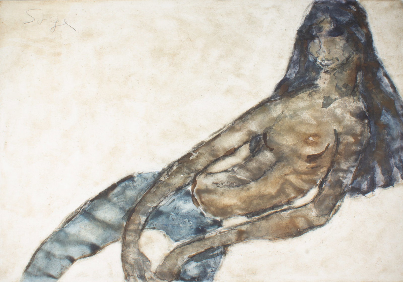 Walter Sorge Watercolor of a Nude Female Figure (1 of 6)