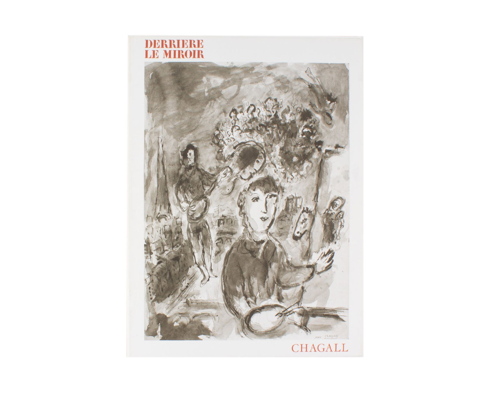 Marc Chagall 1977 "Derriere le Miroir," #225: French art publication Derriere le Miroir, #225 published by AimÃ© Maeght featuring an original double-page lithograph by Marc Chagall "Le Village" (Mourlot 917) cover. Measurements: 11.25" W x 15" 