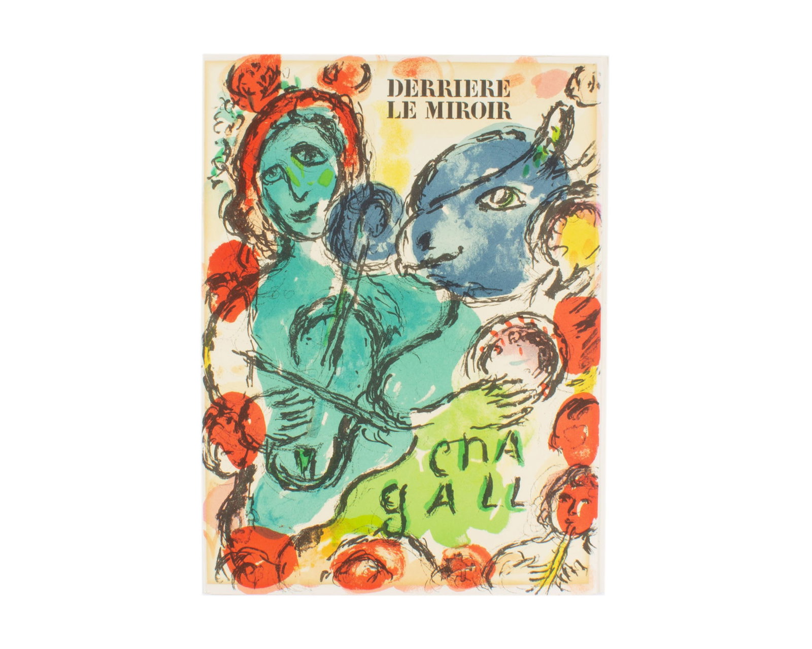Marc Chagall 1972 Lithograph from "Derriere le Miroir," #198: Cover lithograph from French art publication Derriere le Miroir, #198, published March 1972. COVER LITHOGRAPH ONLY. The interior of the publication is missing. The
