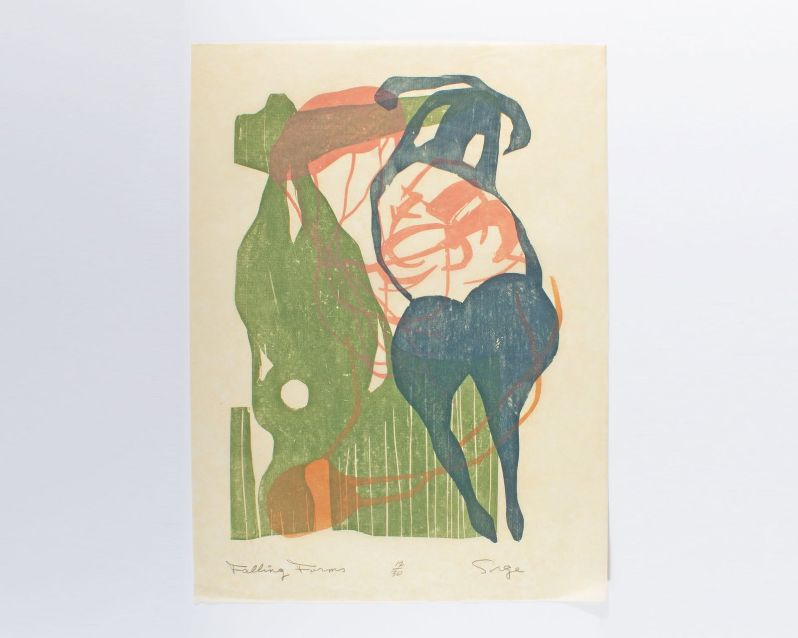 Walter Sorge "Falling Forms" Abstract Relief Print - 2