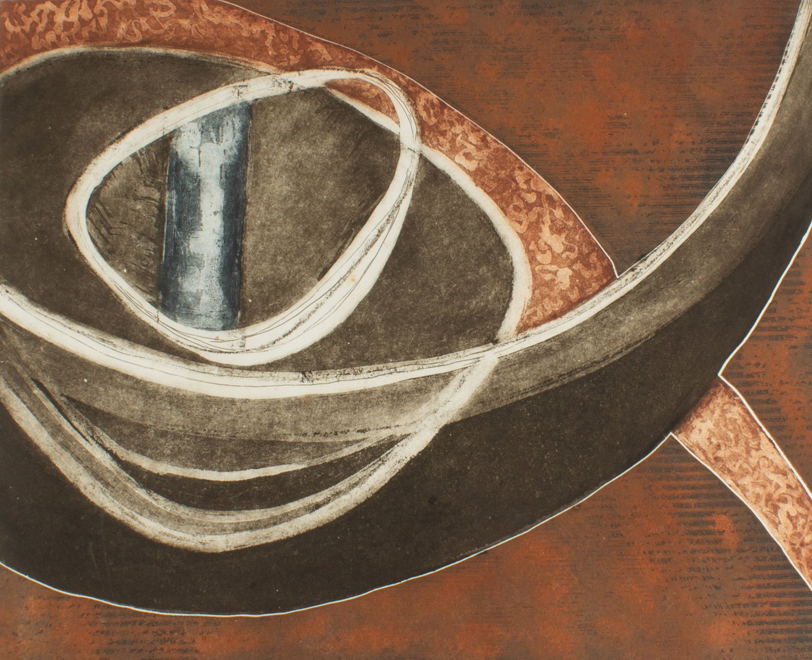 Ann DerGara "As We Grow" Aquatint Print: Abstract aquatint print, titled As We Grow, by Ann DerGara (American; 1938-2014). Signed, titled, numbered 12/100 lower edge. Measurements: 26.5" W x 22.5" H (sheet); 22" W 