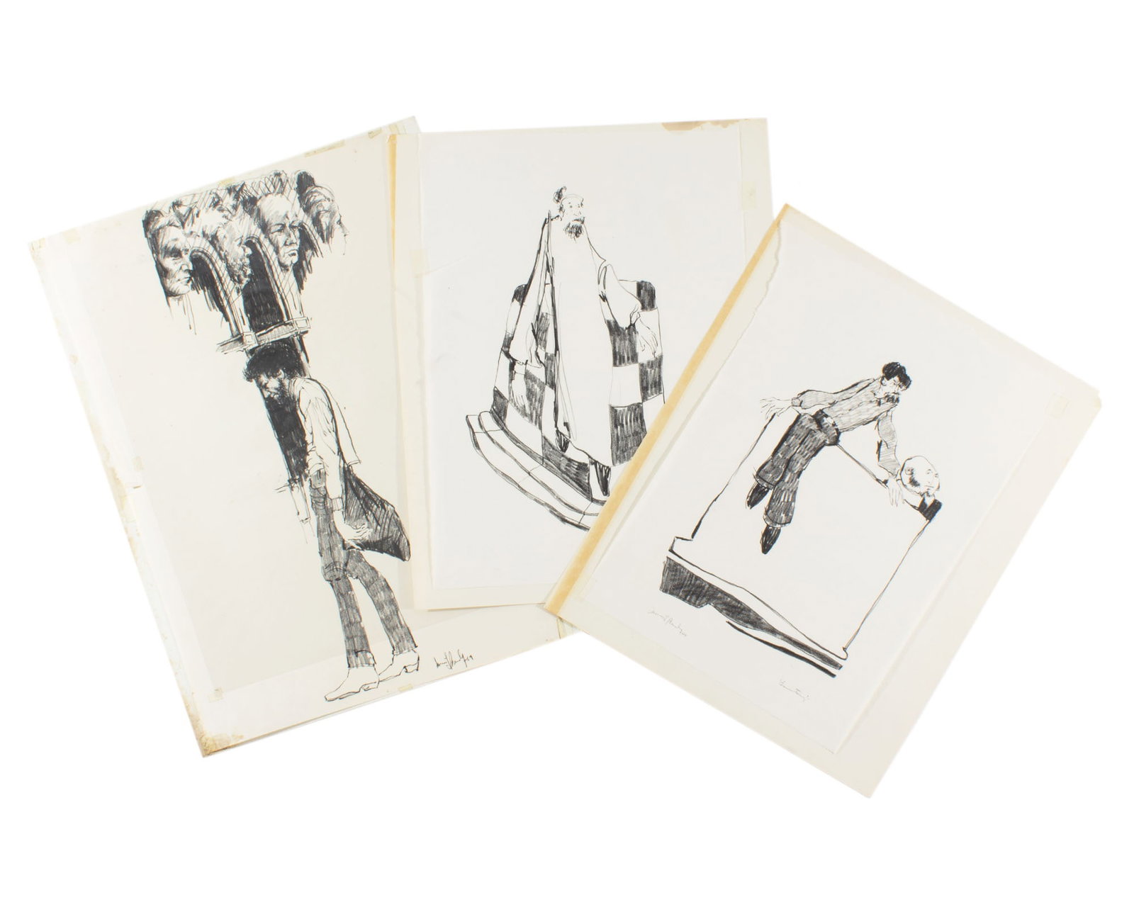 James L. Bruch 1960s Charcoal Drawings: Group of three charcoal drawings from the 1960s by James L. Bruch (American; 1942-2023). Each piece is signed and dated to the lower edge. Measurements: 15" W x 20" H (single sheet). 