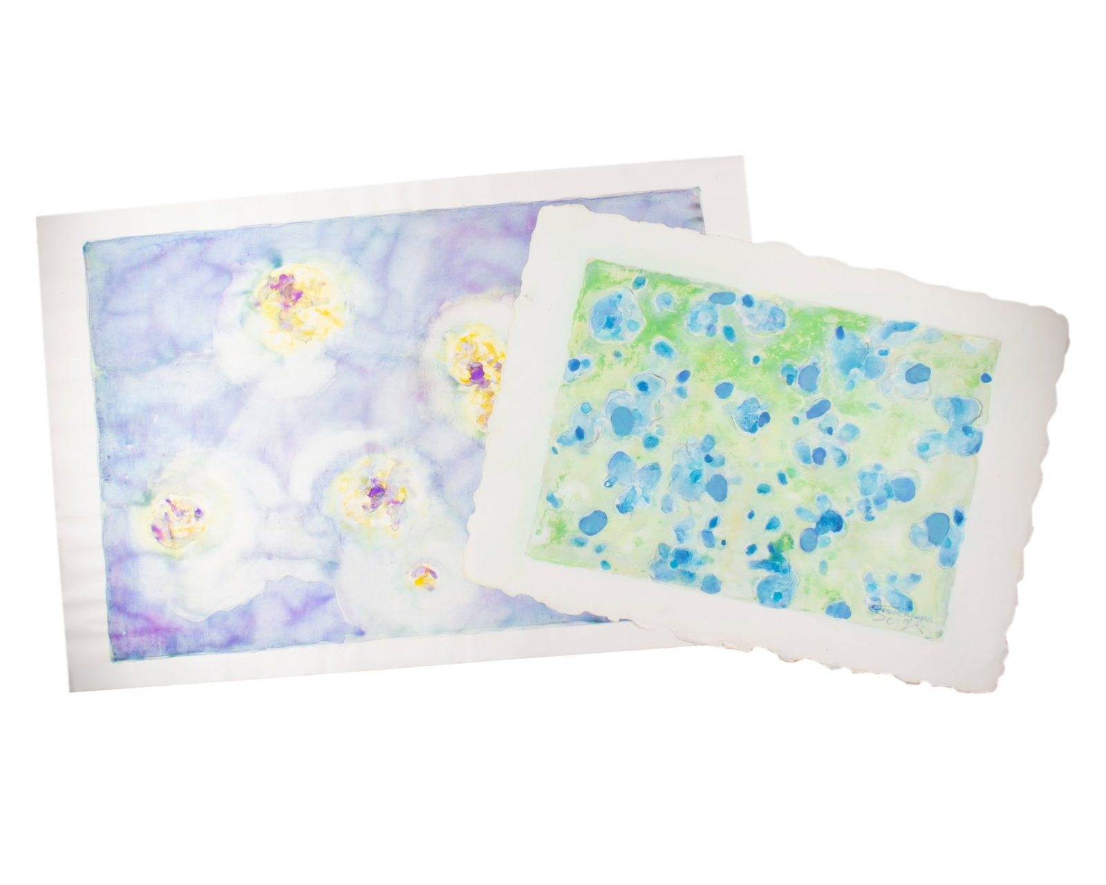 Walter Sorge Watercolor Paintings of Flowers: Two watercolor paintings of flowers by Walter Sorge (Canadian; 1931-2021). One painting is signed and titled Roadside Flowers, the other painting is unsigned. From the artist's estate. &