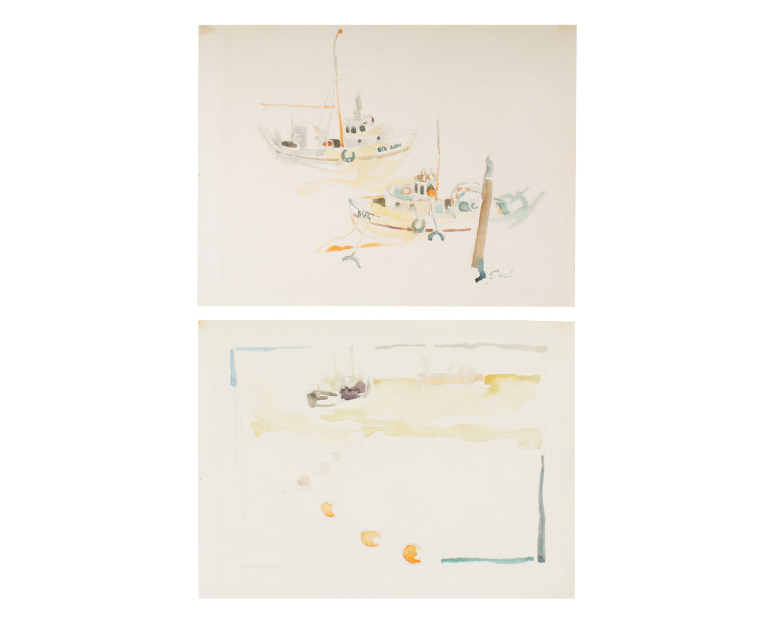 Walter Sorge Watercolor Paintings of Boats (1 of 5)