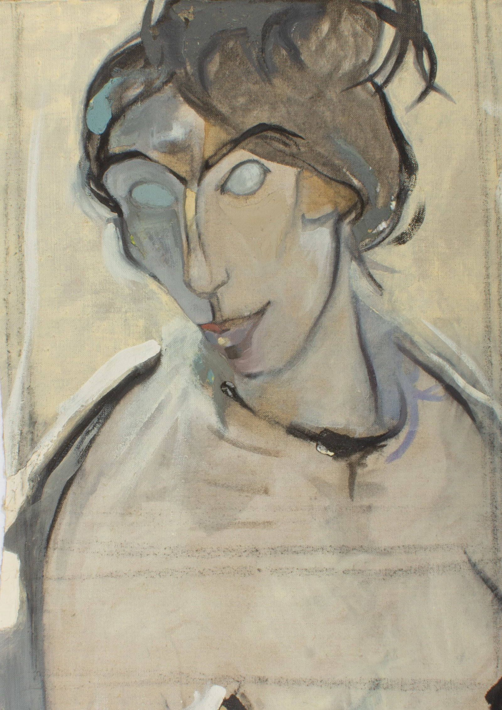 Walter Sorge Oil on Cut Canvas Portrait Painting: Oil on cut canvas portrait painting by Walter Sorge (Canadian; 1931-2021). Unsigned, from the artist's estate. Measurements: 15.25" W x 22" H (canvas). In house shipping av