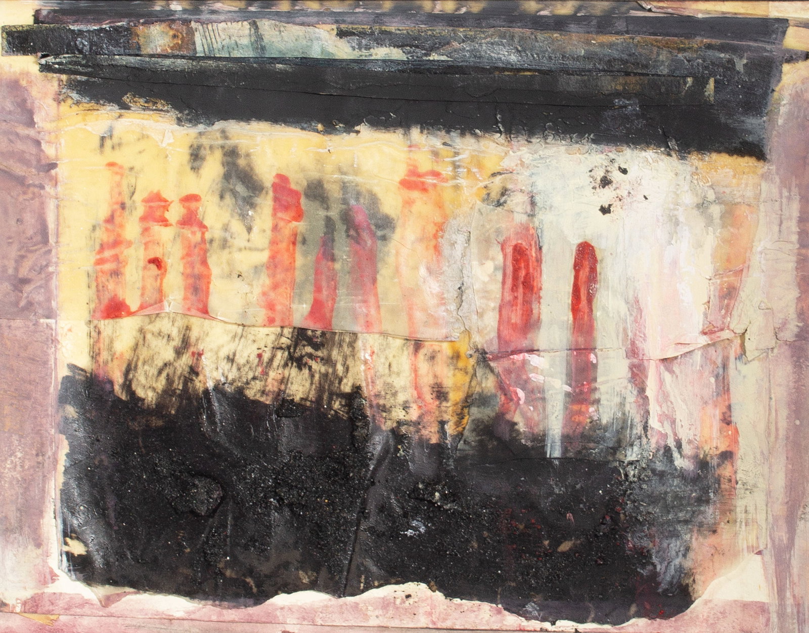 Juliet Holland 2002 "Ocean Arrow #27" Mixed Media Painting: 2002 mixed media collage and painting on paper by Juliet Holland (American; 1937-2017). Titled Ocean Arrow #27. Signed, titled, dated verso. Measurements: 20" W x 16" H (frame); 