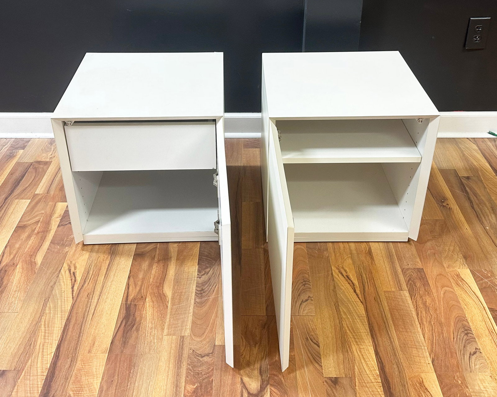 White Laminate Nightstands - 2