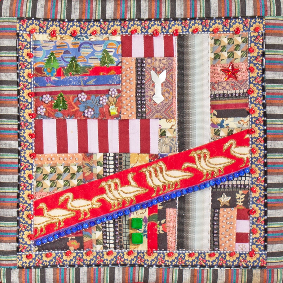 Sally Broadwell 1984 "Geese Coming Home" Fiber Art (1 of 5)