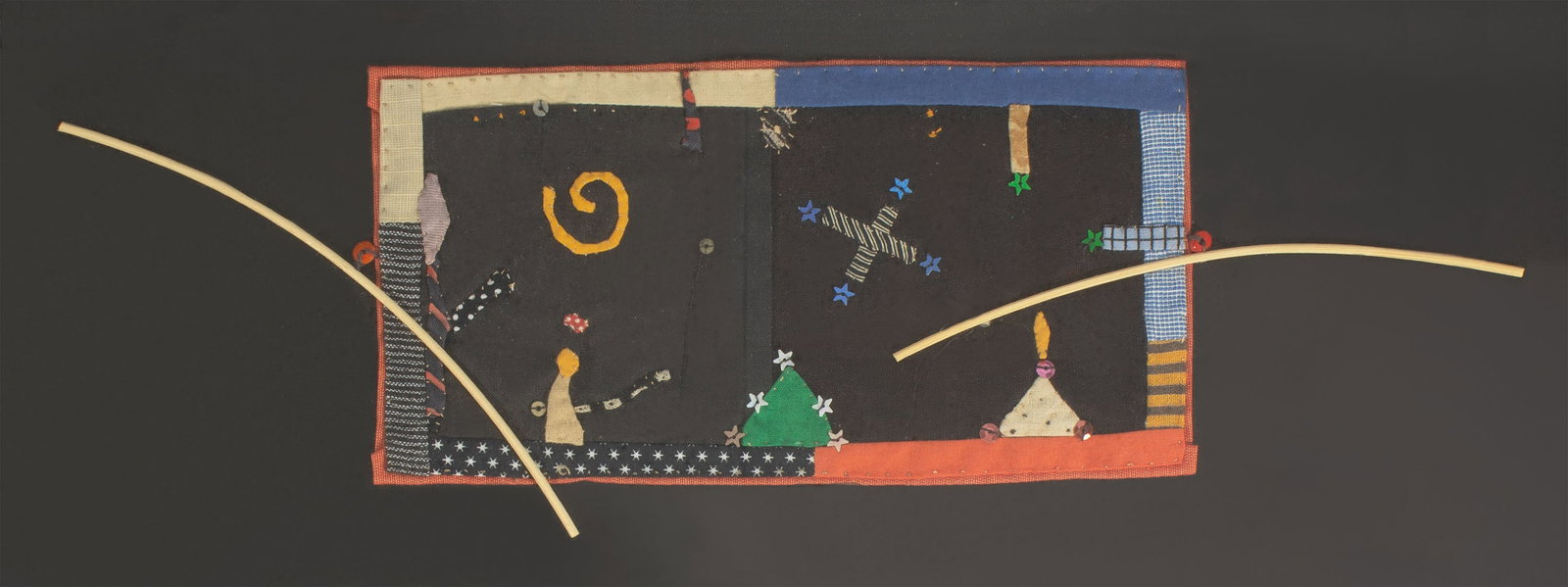 Janet Bolton 1987 Textile Quilt Collage: 1987 textile quilt collage by Janet Bolton (British; born 1942). Signed and dated lower right. Measurements: 20" W x 16" H x 1" D (frame). In house shipping available.
