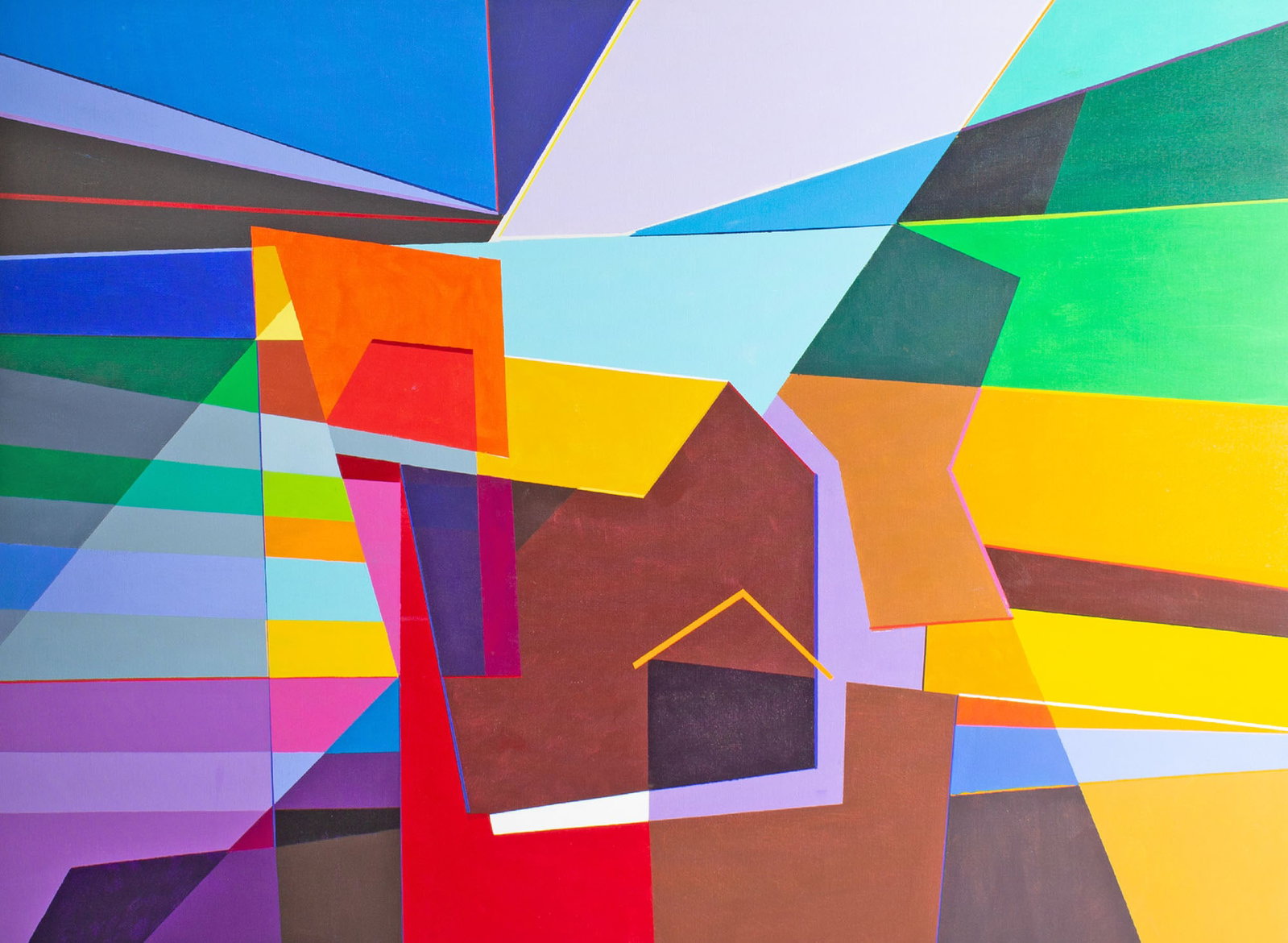 Halim Scott Abstract Acrylic on Canvas Painting 1960s/70s: 1960s or 70s abstract painting on canvas by American artist Halim Scott (1925-1997), alias Robert William Scott. Measurements: 34.5" H x 46.5" W x .75"