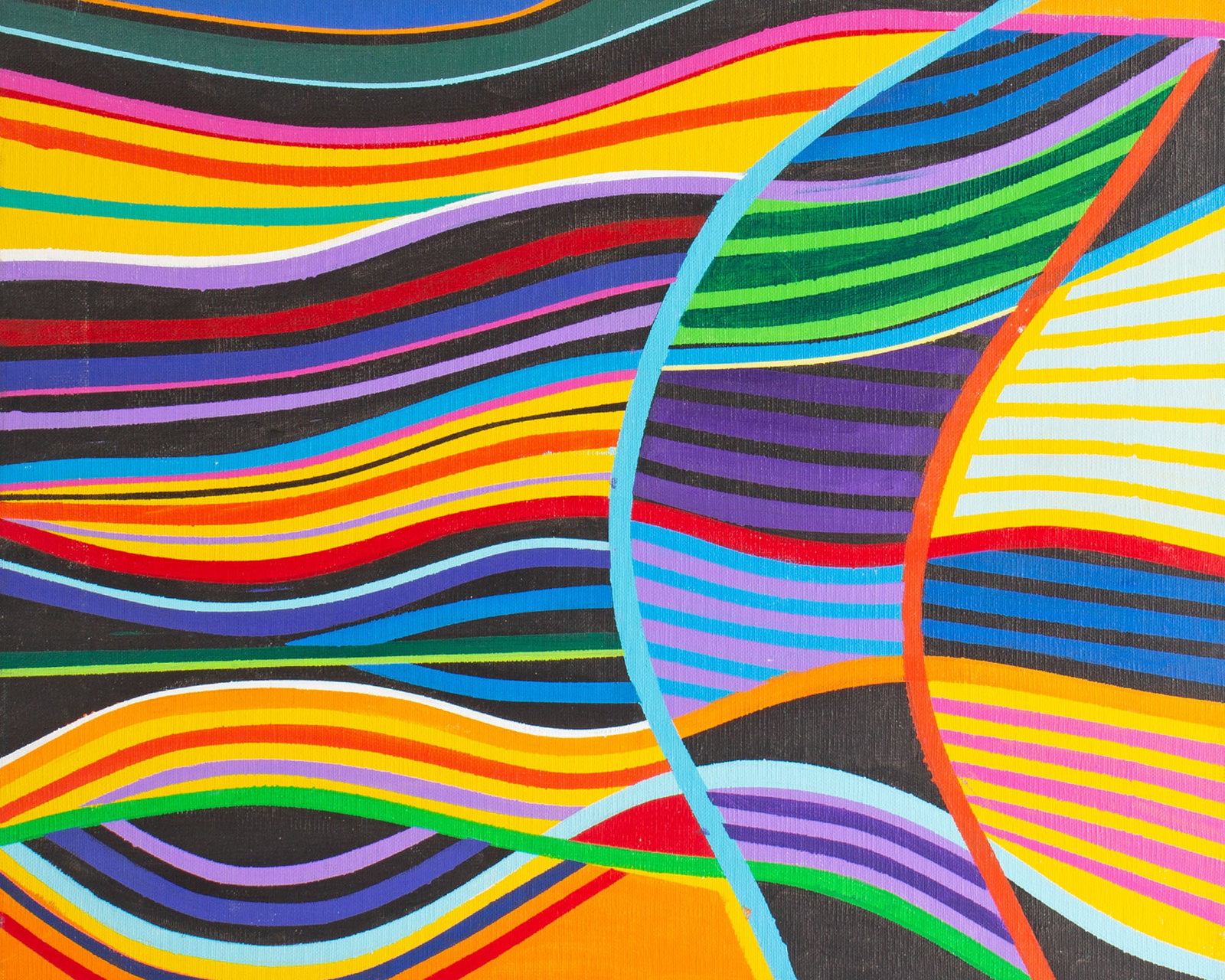 Halim Scott 1981 Abstract Acrylic on Canvas Painting: 1981 abstract painting on canvas by artist Halim Scott (American; 1925-1997), alias Robert William Scott. Signed and dated on stretcher verso. Measurements: 20" H x 16" W