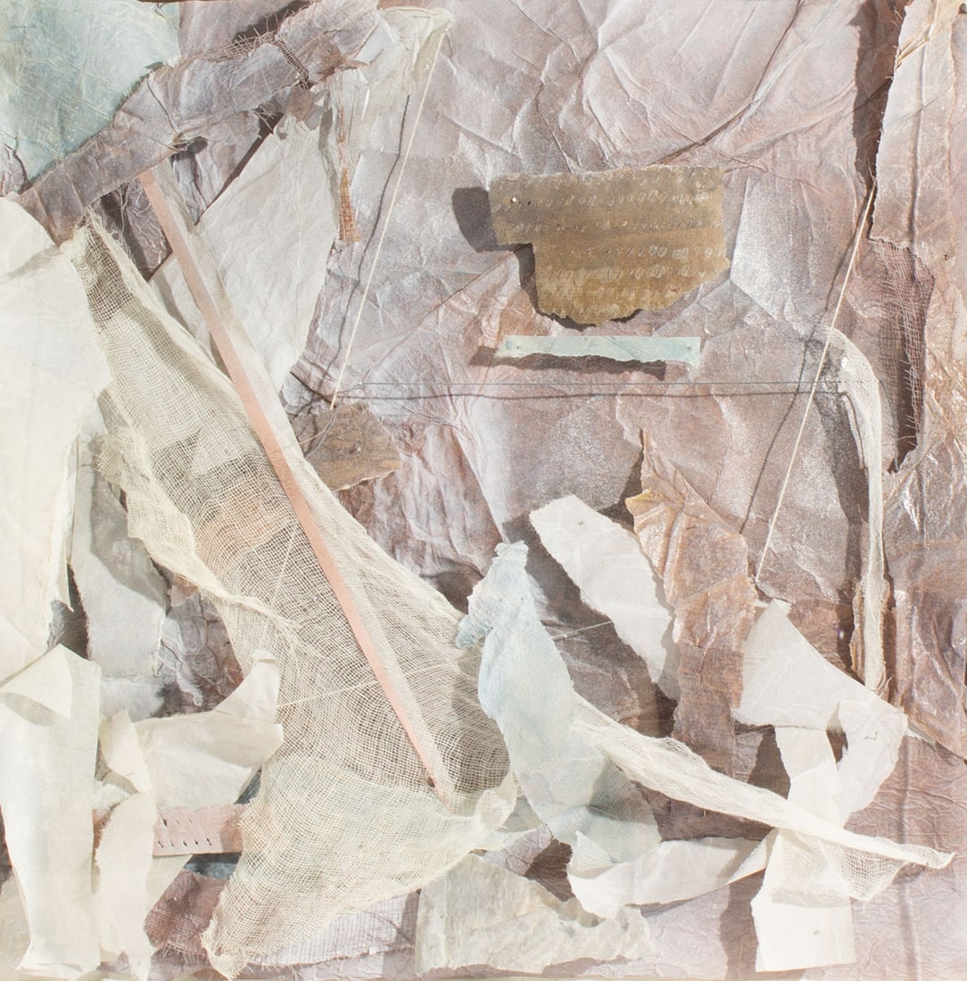 Nancy Hathaway 1979 Mixed Media Assemblage "Passage": 1979 three-dimensional mixed media assemblage by artist Nancy Hathaway (American; 20th century) titled, Passage. Housed in a deep plexiglass frame. Signed and dated verso. Measureme