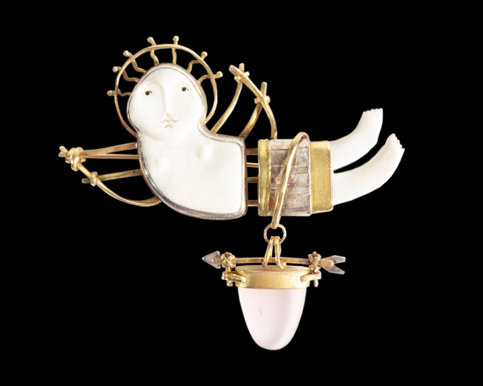 Carolyn Morris Bach 1993 18K, Sterling Cupid Brooch (1 of 5)