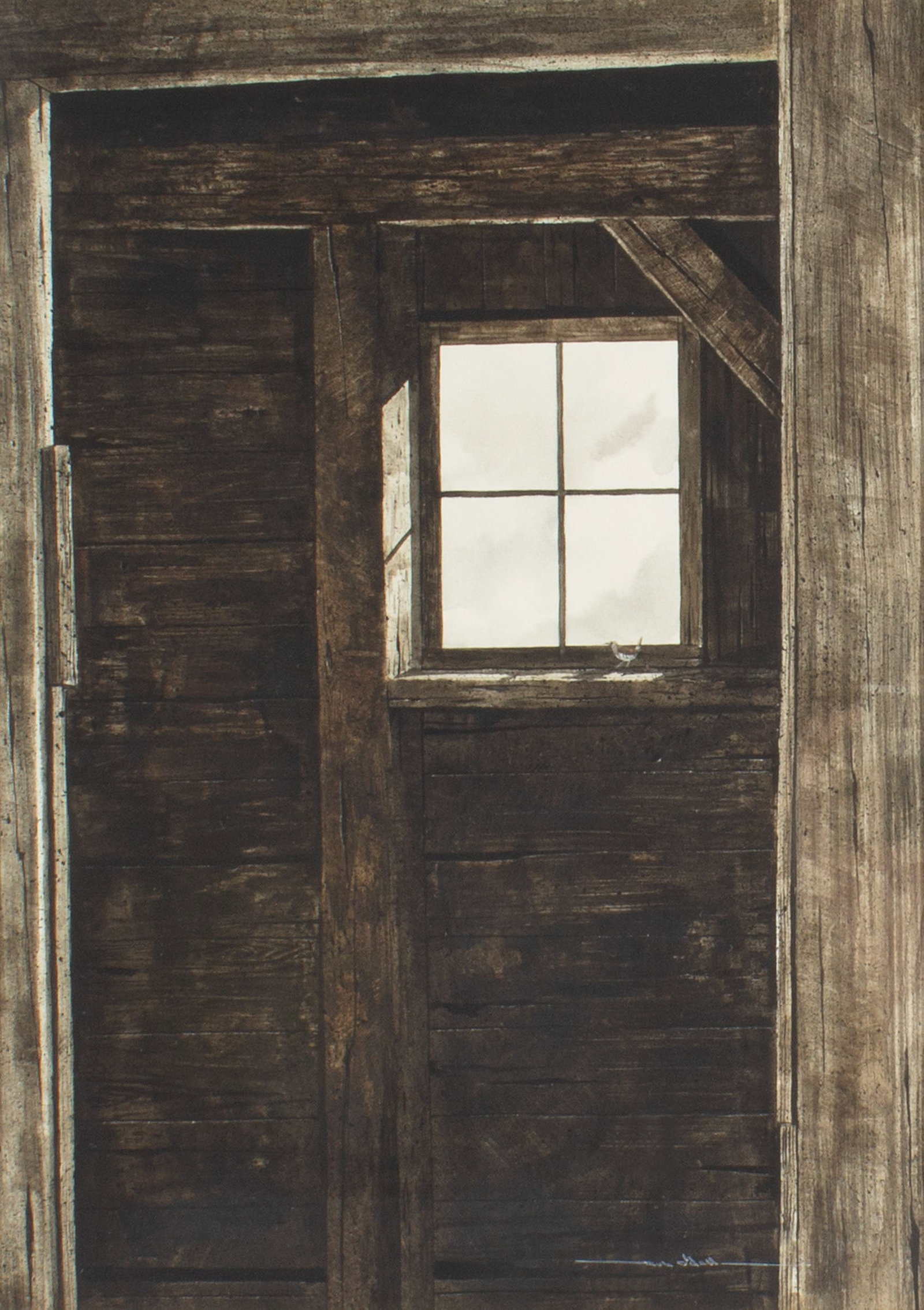 Rob O'Dell "Sun Bath" Watercolor Painting: Watercolor painting titled Sun Bath by Indiana artist Rob O'Dell (American; 1938-2017). Signed lower right, titled verso. A Hoosier Salon tag is attached verso. Measurements: 17.2