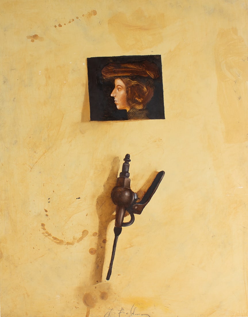 Yacov Feldman Trompe L’Oeil Oil on Canvas Painting: Trompe l'oeil oil on canvas painting by Yacov Feldman (Russian-Israeli; born 1969). Signed lower edge. Measurements: 19” W x 24” H x 2” D. In house shipping av
