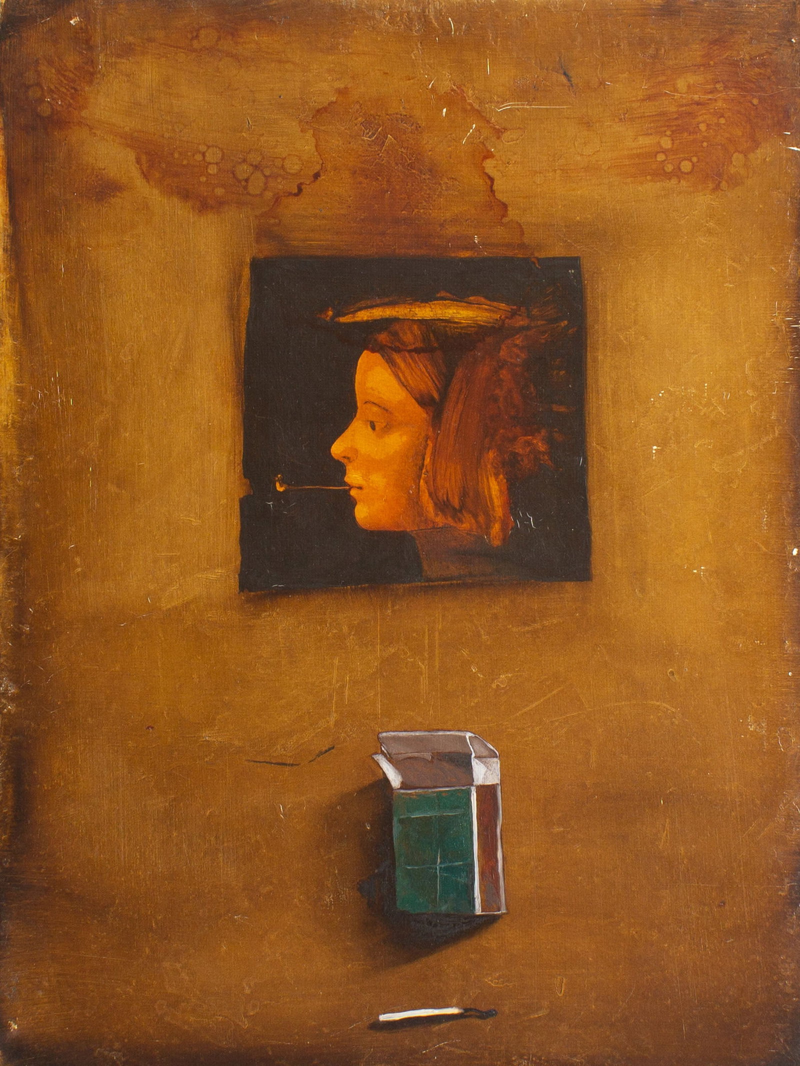 Yacov Feldman Trompe L’Oeil Oil on Canvas Painting: Trompe l'oiel oil on canvas painting by artist Yacov Feldman (Russian-Israeli; born 1969). Signed in Hebrew verso. Measurements: 11.75” W x 15.75” H x 3” D. In