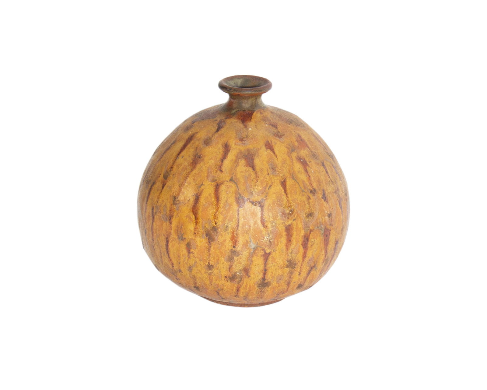 Bonnie Staffel Studio Pottery Vase: Studio pottery vase by Michigan artist Bonnie Staffel (American; 20th century). Signed on base. Measurements: 5" H x 4.5" W x 4.5" D. In house shipping