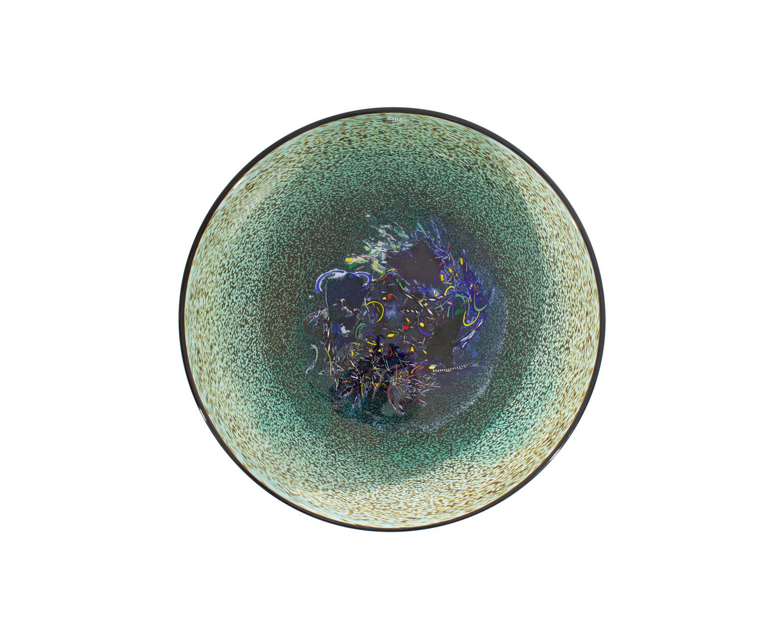 Bertil Vallien Kosta Boda “Meteor?? Glass Charger: "Meteor" glass charger designed by the Swedish glass artist Bertil Vallien (born 1938) for Kosta Boda. At its base it has a Kosta Boda sticker and on the underside it is signed