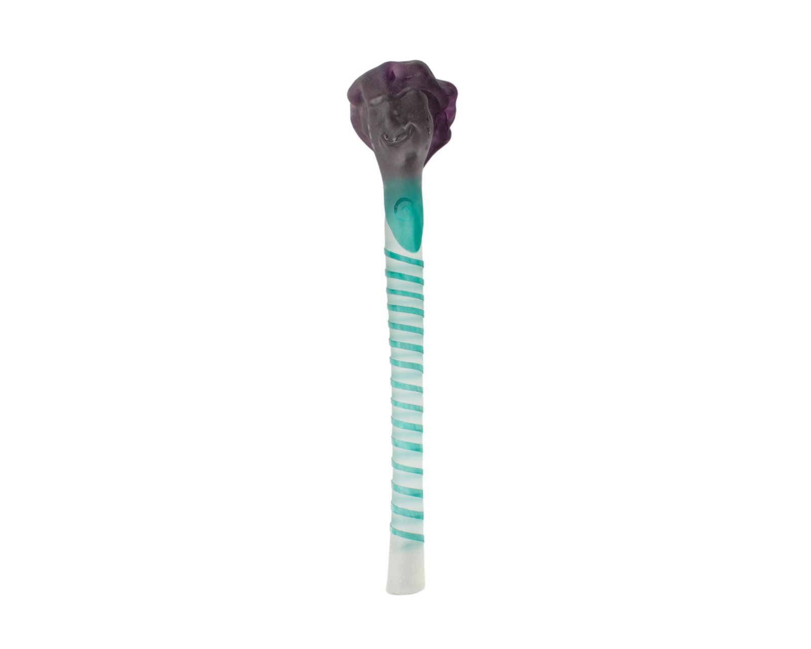 Stephen Fellerman Art Glass Head Scepter Sculpture: Art glass scepter sculpture by the American artist Stephen Fellerman. Signed near the lower edge. Measurements: 3.5” H x 15” H x 2.75” D. In house shipping