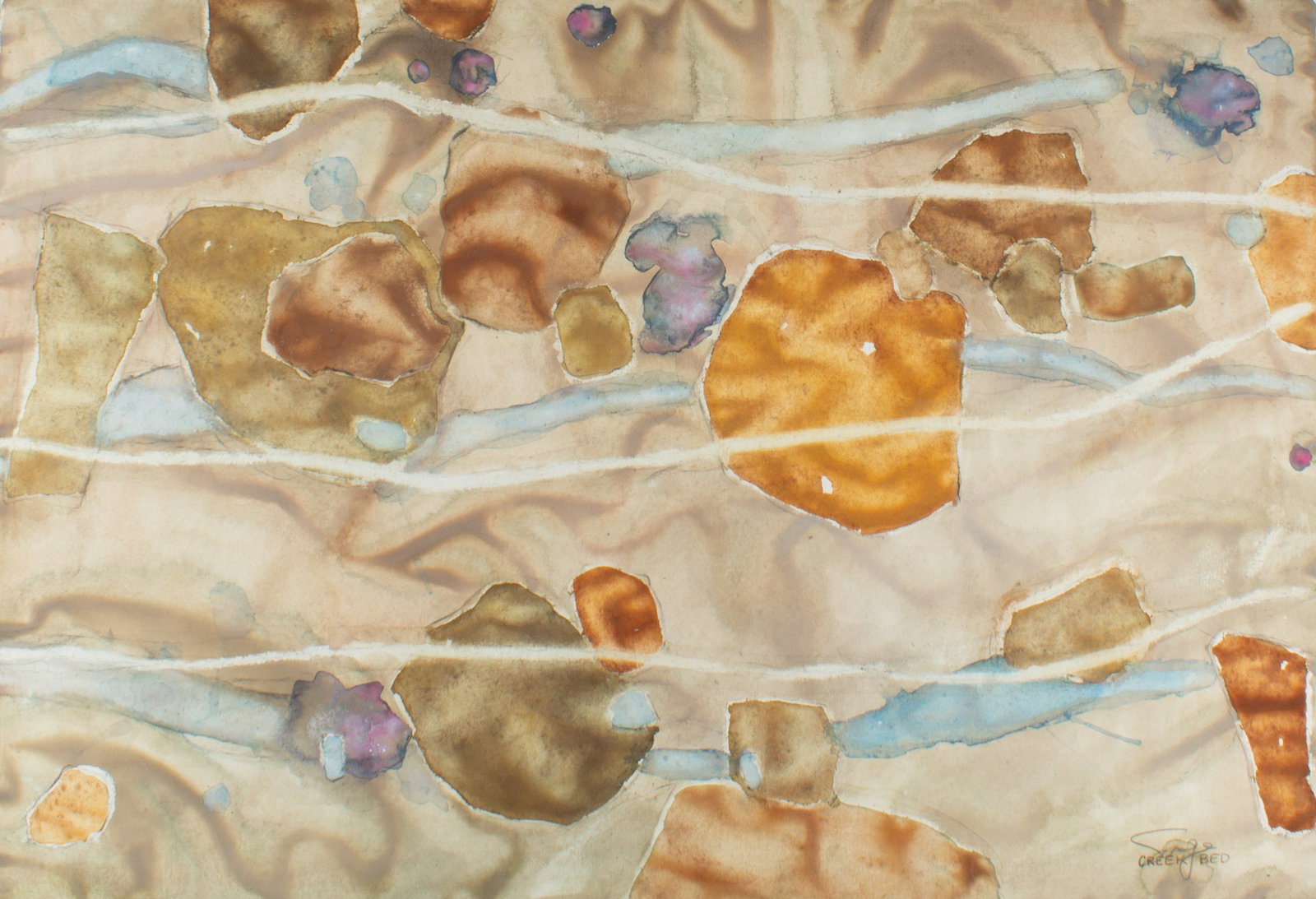 Walter Sorge Abstract Watercolor Painting: Abstract watercolor painting by Walter Sorge (Canadian; 1931-2021). Signed lower right. Measurements: 38" W x 25.5" H (sheet); 34" W x 23.5"H (image). In house s
