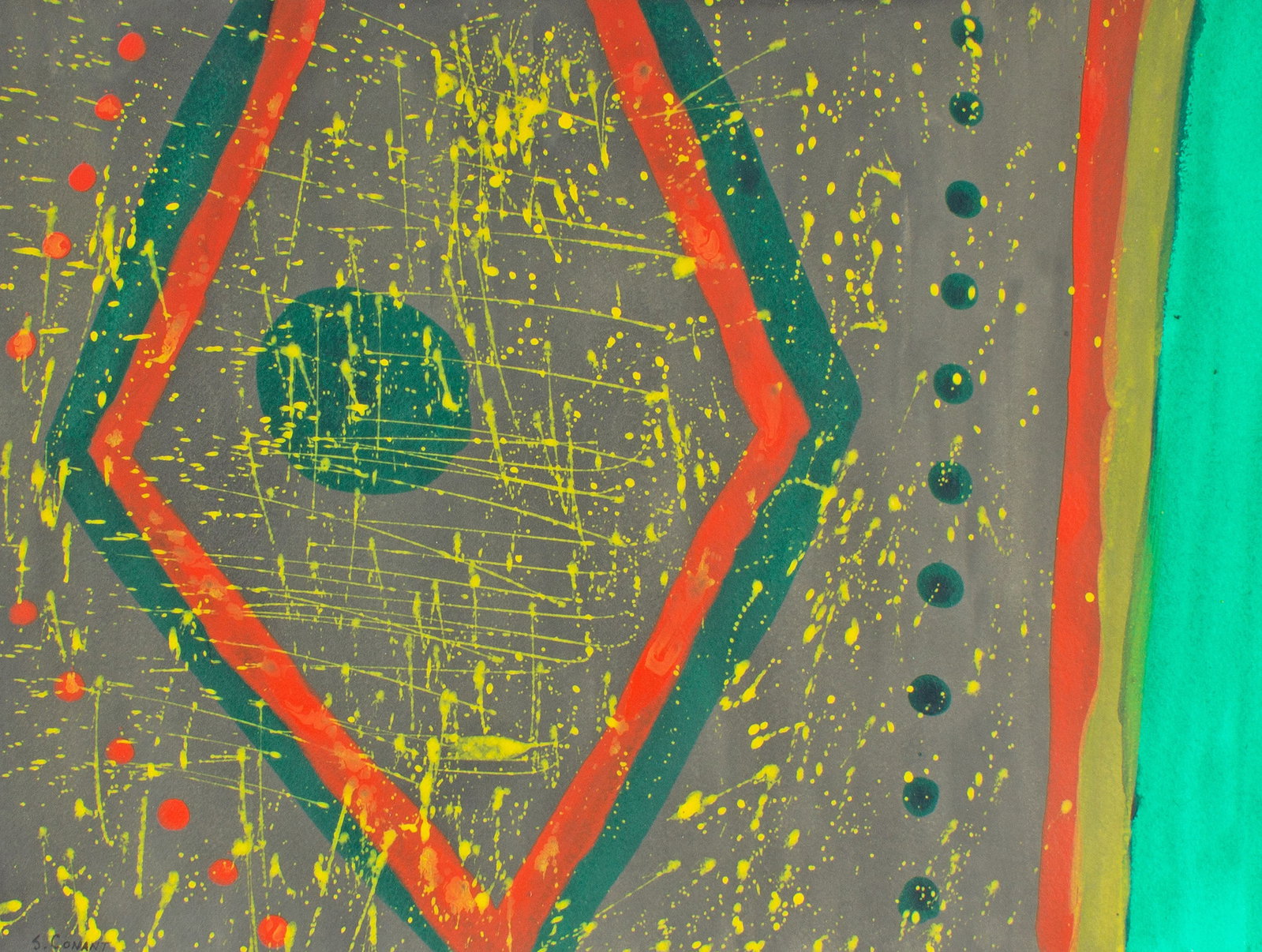 Steven Conant 1992 Gouache and Acrylic on Paper Abstract Painting (1 of 5)
