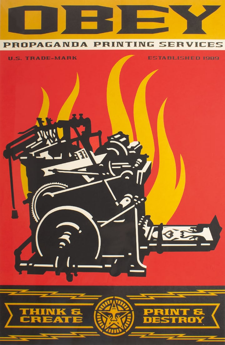 Shepard Fairey Signed "Print & Destroy" Offset Lithograph Print (1 of 4)