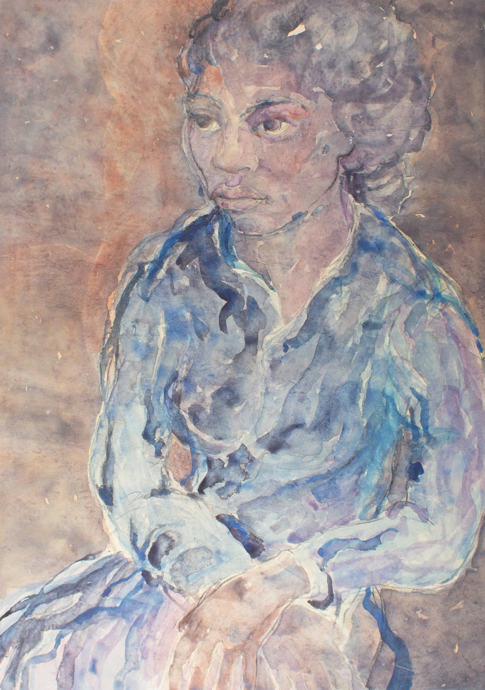 Walter Sorge Watercolor Portrait Painting: Watercolor portrait painting of a woman by Walter Sorge (Canadian; 1931-2021). Signed lower right. Measurements: 24" W x 33.5" H (sheet). In house shipping available. Fr