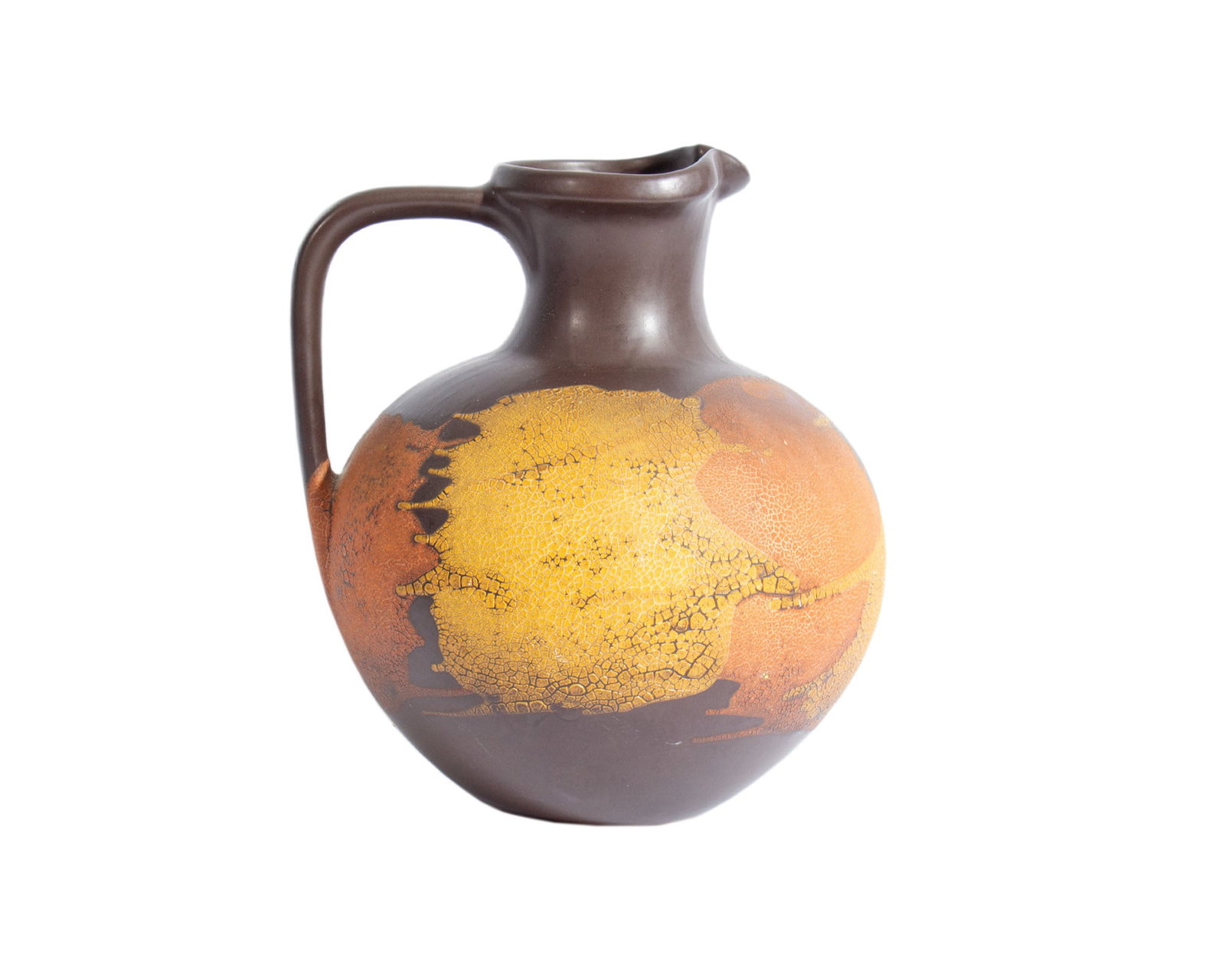 Royal Haeger Earth Wrap Ceramic Pitcher: Vintage Royal Haeger "Earth Wrap" ceramic pitcher. Marked to underside. Measurements: 10" W x 11" H x 9" D. In house shipping available.