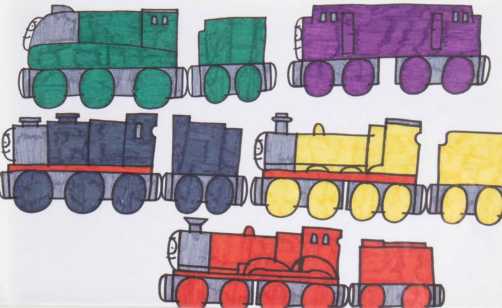 Noel Herrera 2021 "Toy Trains" Marker Drawing (1 of 4)