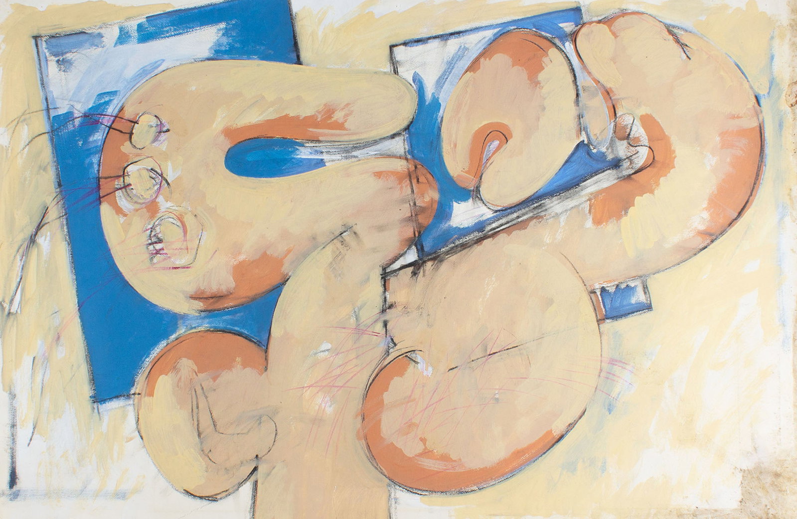 Walter Stomps Abstract Acrylic on Paper Painting: Abstract acrylic on paper painting by Walter Stomps, Jr. (American; 1929-2020). Unsigned, from the artist's estate. Measurements: 26" W x 40" H. In house shipping avai