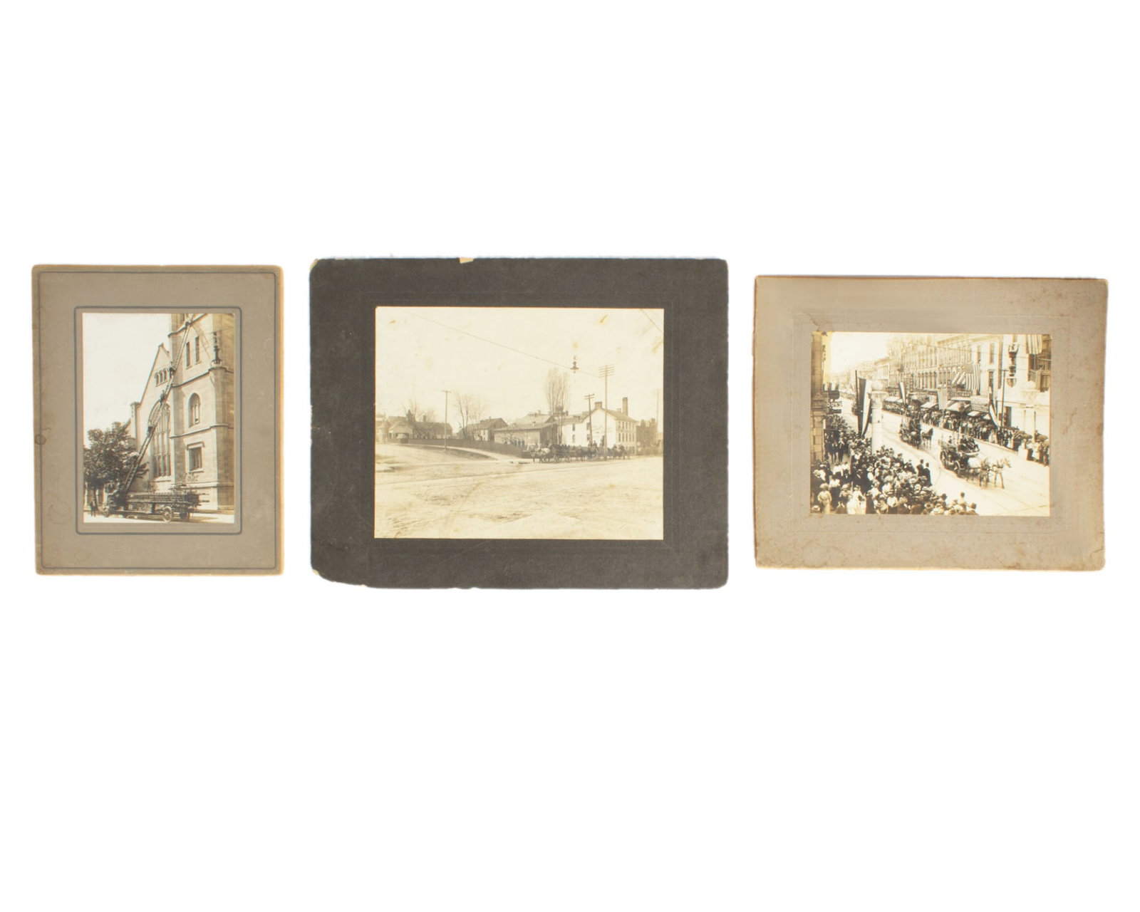 Antique Photographs of Richmond, Indiana: Three antique black and white photographs of Richmond, Indiana. Included is an image of Main Street, an image of the Minck Brewing Company, and an image of The Reid Center (formerly Reid Memorial