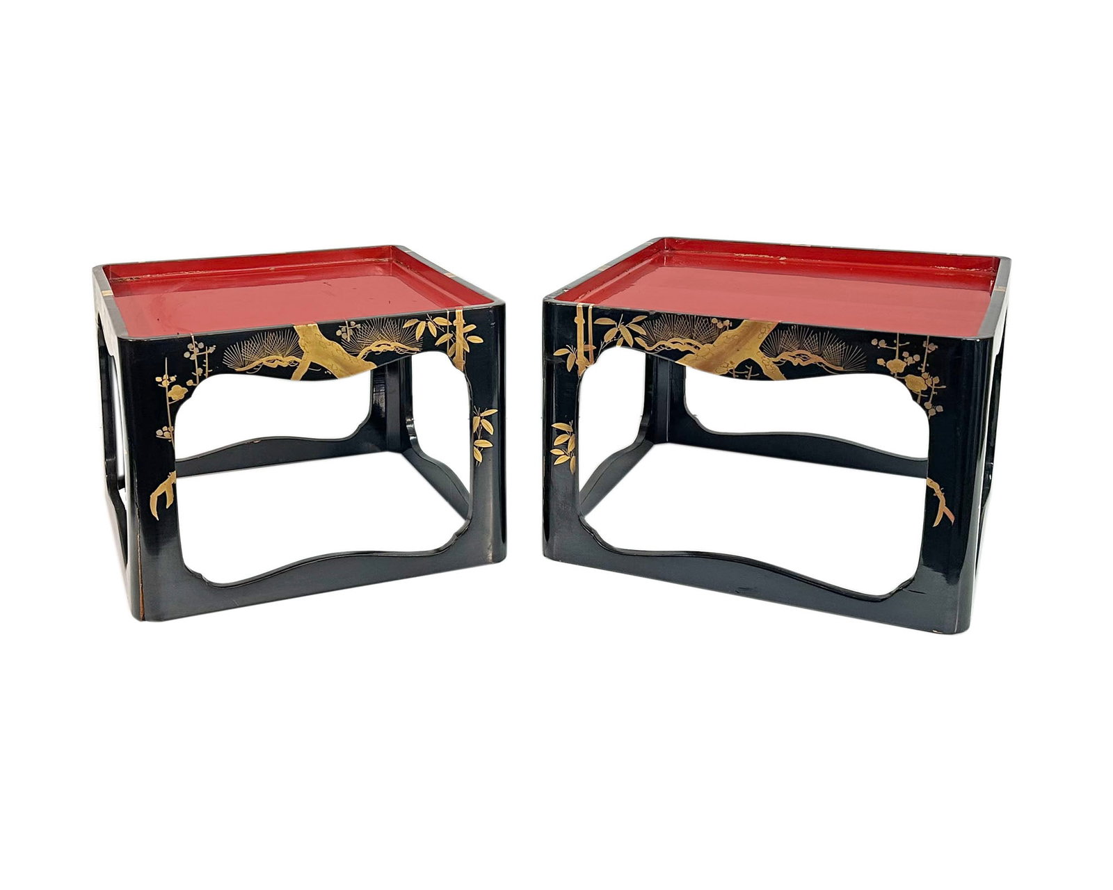 Japanese Lacquer Stacking Tray Tables - 2