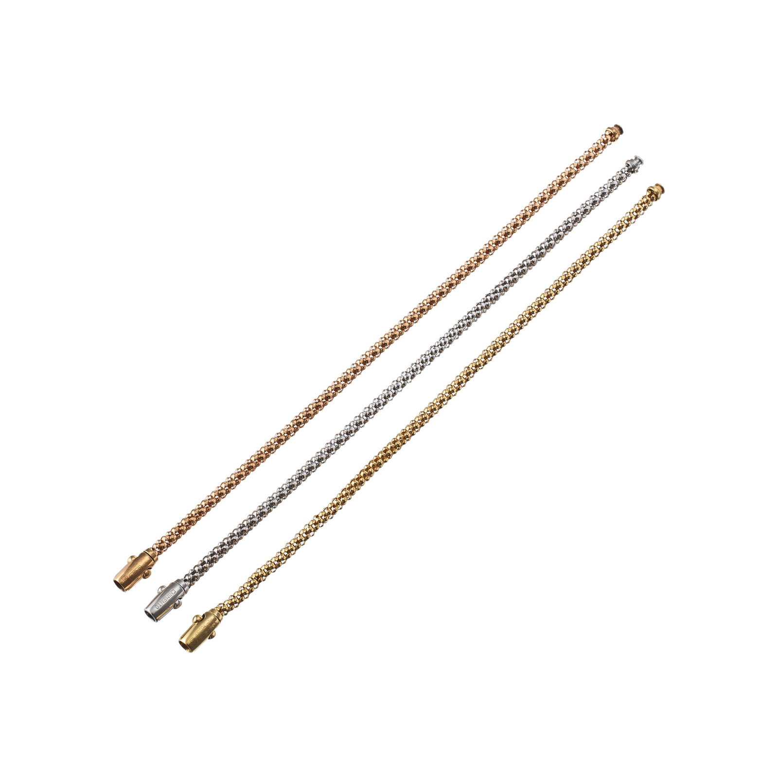 CHIMENTO - SET DI BRACCIALI TRE BRACCIALI IN ORO 18 KT 3 COLORI DI ORO MARCA CHIMENTO CM 19: Marca: Chimento Materiale: Oro giallo 18kt oro rosa 18kt oro bianco 18kt Lunghezza: 19 cm Peso: 21.30 gr Note: Set di tre bracciali in oro giallo 18k oro bianco 18kt oro rosa 18kt