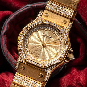 CARTIER - SANTOS 'MISS UNIVERSO' OROLOGIO IN ORO GIALLO 18KT E DIAMANTI A CARICA AUTOMATICA CON (1 of 7)