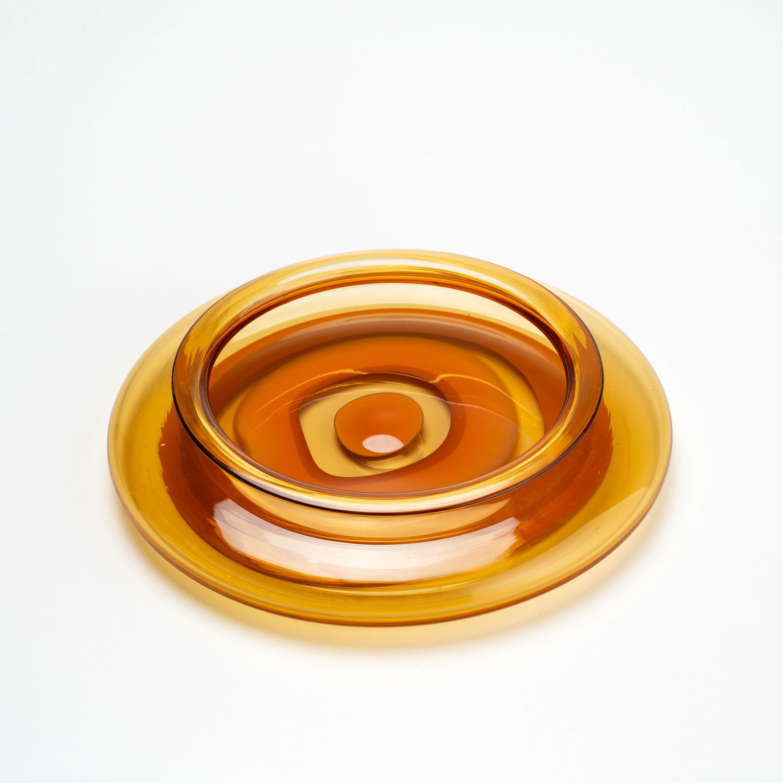 GIANMARIA POTENZA, CENTREPIECE 'S187': Glass with large polychrome 'murrina', manufactured by La Murrina, Italy, 1960s, 4.5 x 25 cm diameter, Literature La Murrina production catalogue 1970s.