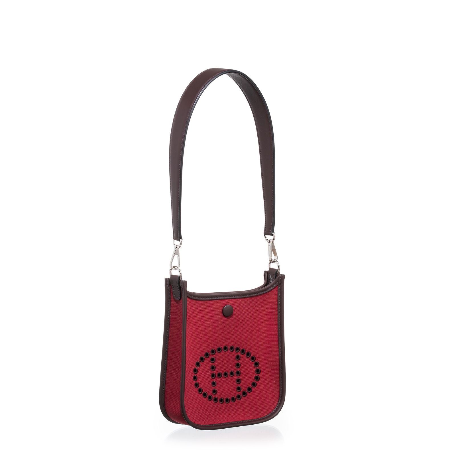 HERMÈS MINI NEO EVELYNE OFFICIER CANVAS AND SWIFT LEATHER  RUBIS AND ROUGE SELLIER COLOURS  BLUE (1 of 8)