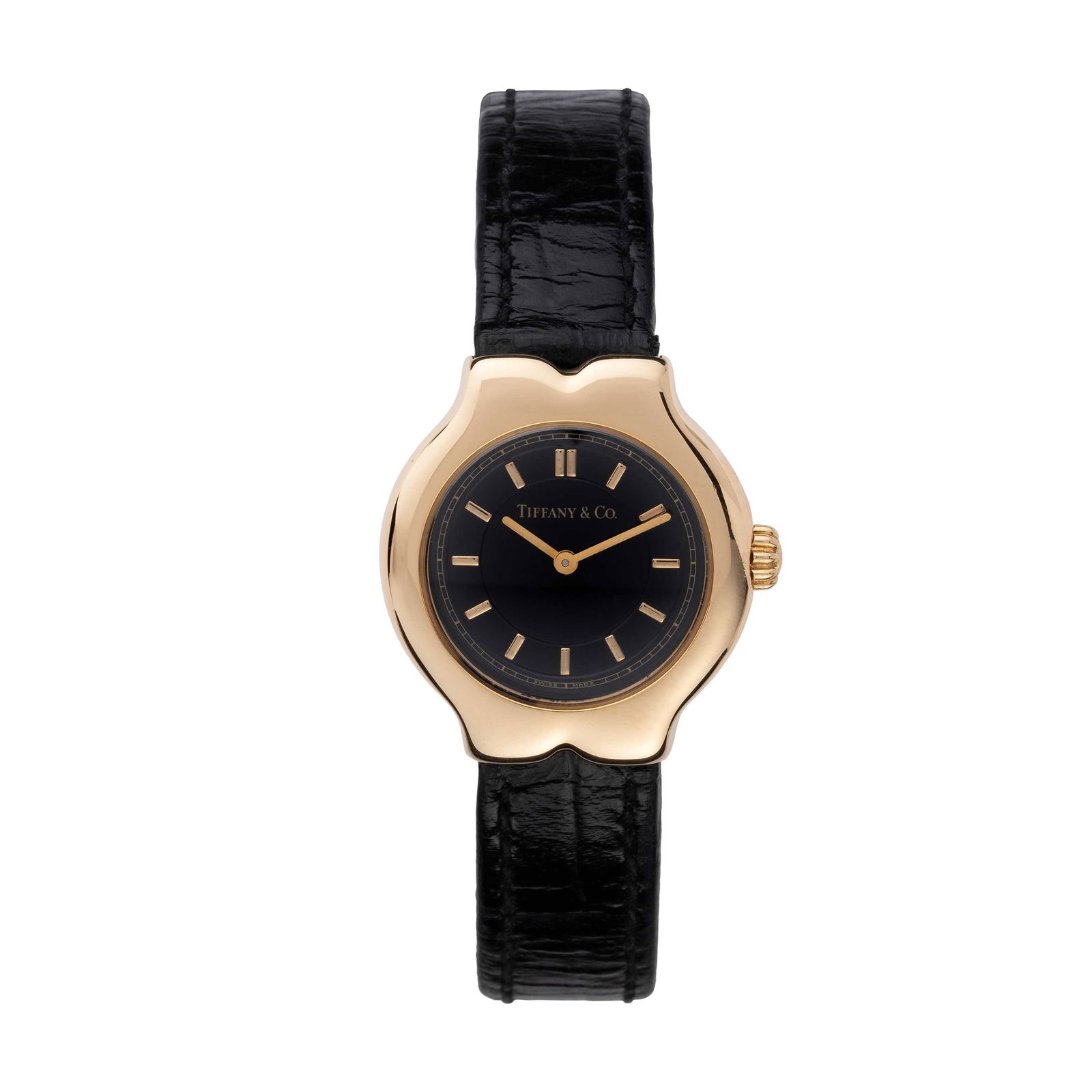 TIFFANY & CO - TREASURE WOMEN'S QUARTZ TIME-ONLY WATCH IN 18 KT YELLOW GOLD WITH BLACK DIAL (1 of 4)