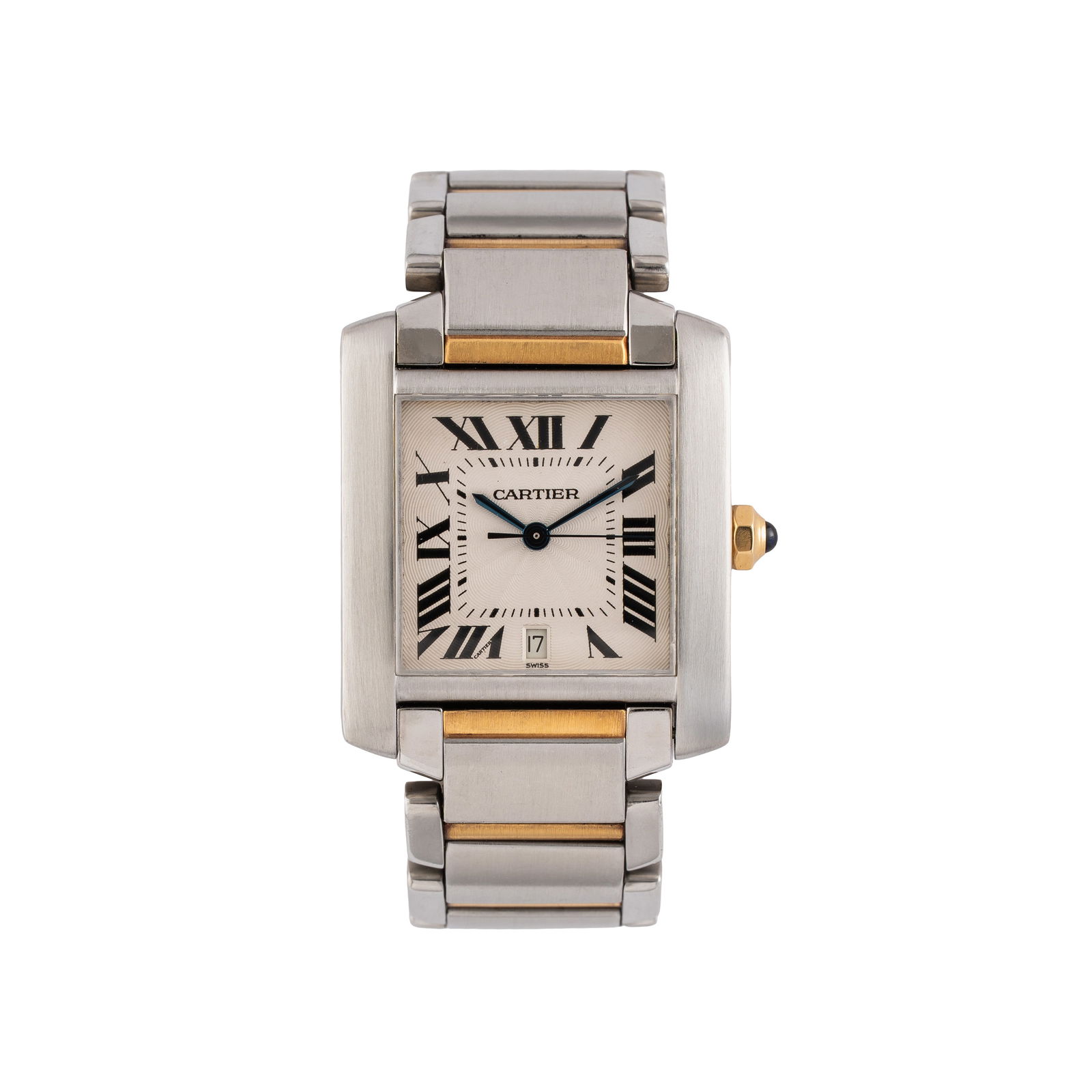 CARTIER - TANK FRANÇAISE AUTOMATIC TIME-ONLY WATCH IN STEEL AND 18 KT YELLOW GOLD WITH WHITE: Brand: Cartier Model: Tank Francaise Year: Circa 2000 Reference: 2302 Dial: White Case no.: CC418XXX Movement: Automatic Case material: Steel and 18 kt yellow gold Bracelet/strap: Steel and 18 kt yell