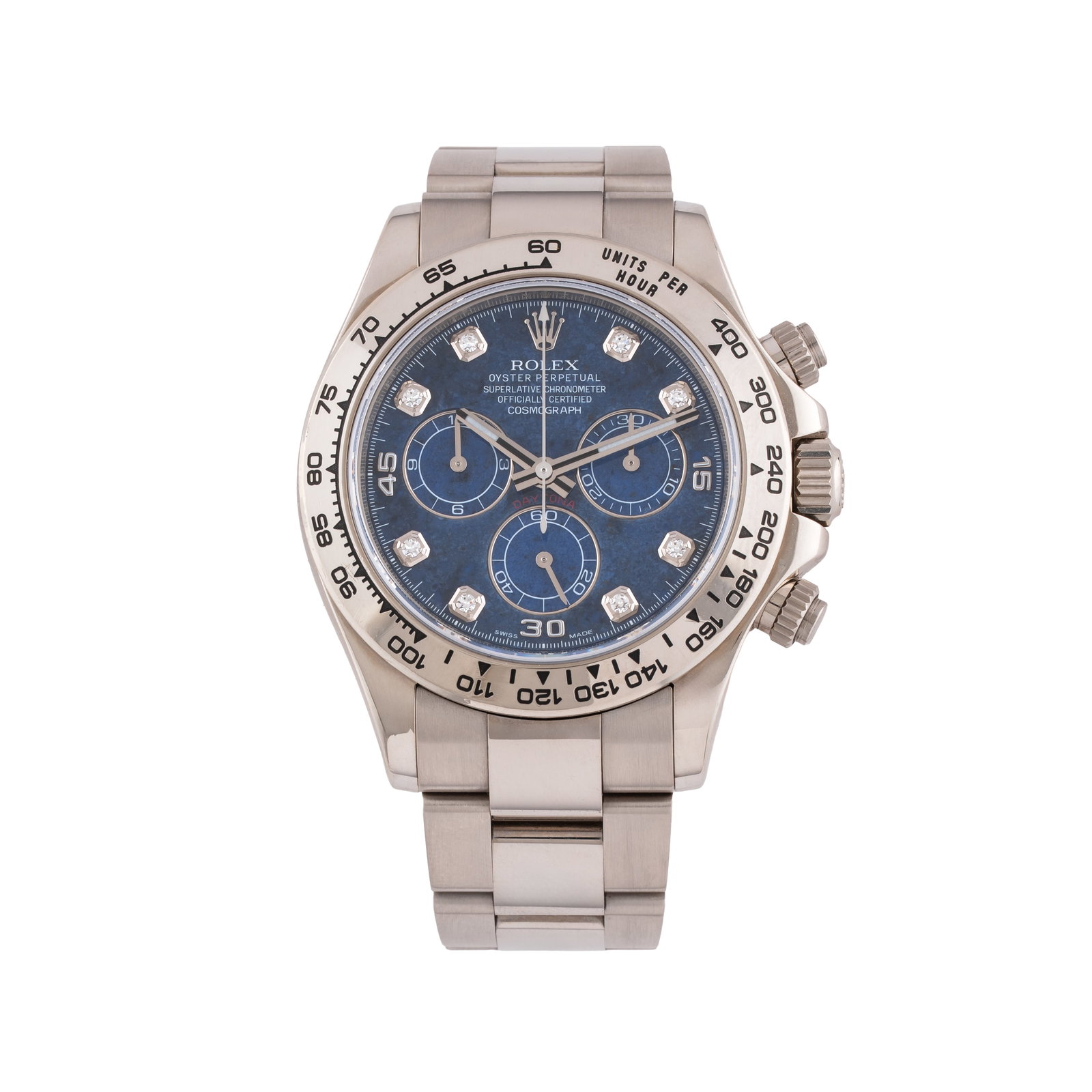 ROLEX – DAYTONA SELF-WINDING CHRONOGRAPH IN 18 KT WHITE GOLD WITH SODALITE DIAL BRILLIANT-CUT (1 of 7)