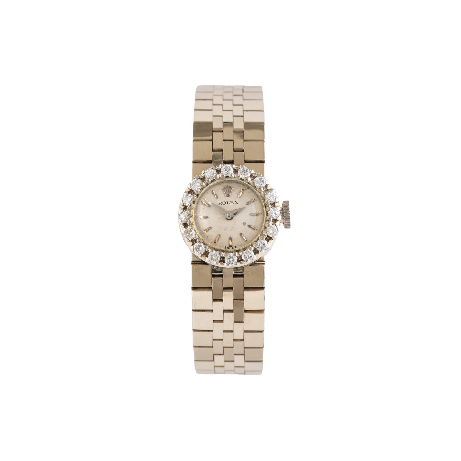 ROLEX – LADY PRECISION MANUAL WIND TIME-ONLY WATCH IN 18 KT WHITE GOLD WITH 18 KT WHITE GOLD: Brand: Rolex Model: Lady Precision Year: 1950s Reference: 8963 Dial: Silver Case No.: 2X Movement: Manual wind Caliber: Rolex 280 Material: 18 kt White Gold Bracelet/Strap: 18 kt White Gold Size: 15.5