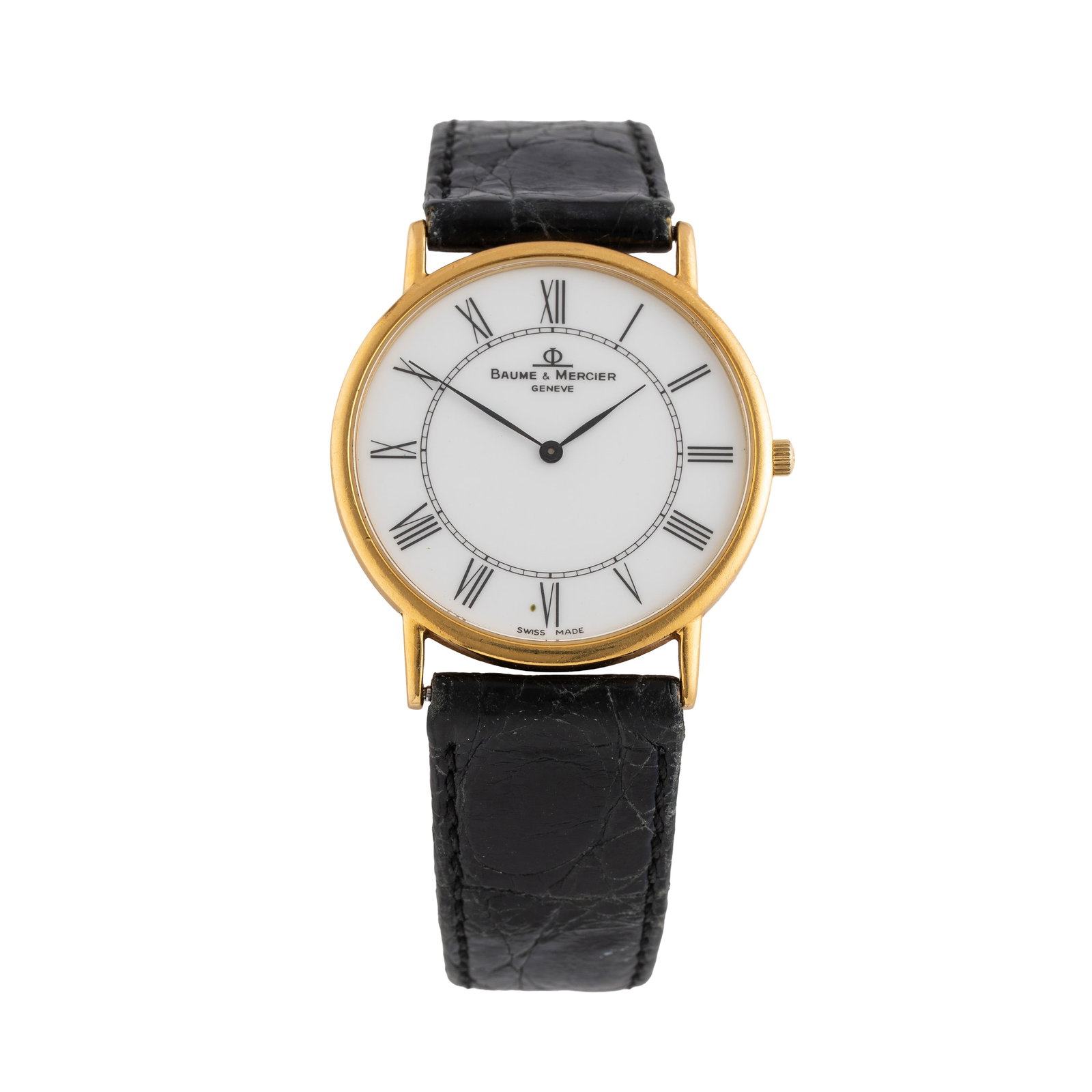 BAUME & MERCIER QUARTZ TIME-ONLY WATCH IN 18 KT YELLOW GOLD WITH WHITE DIAL AND BLACK ROMAN NUMERAL (1 of 5)