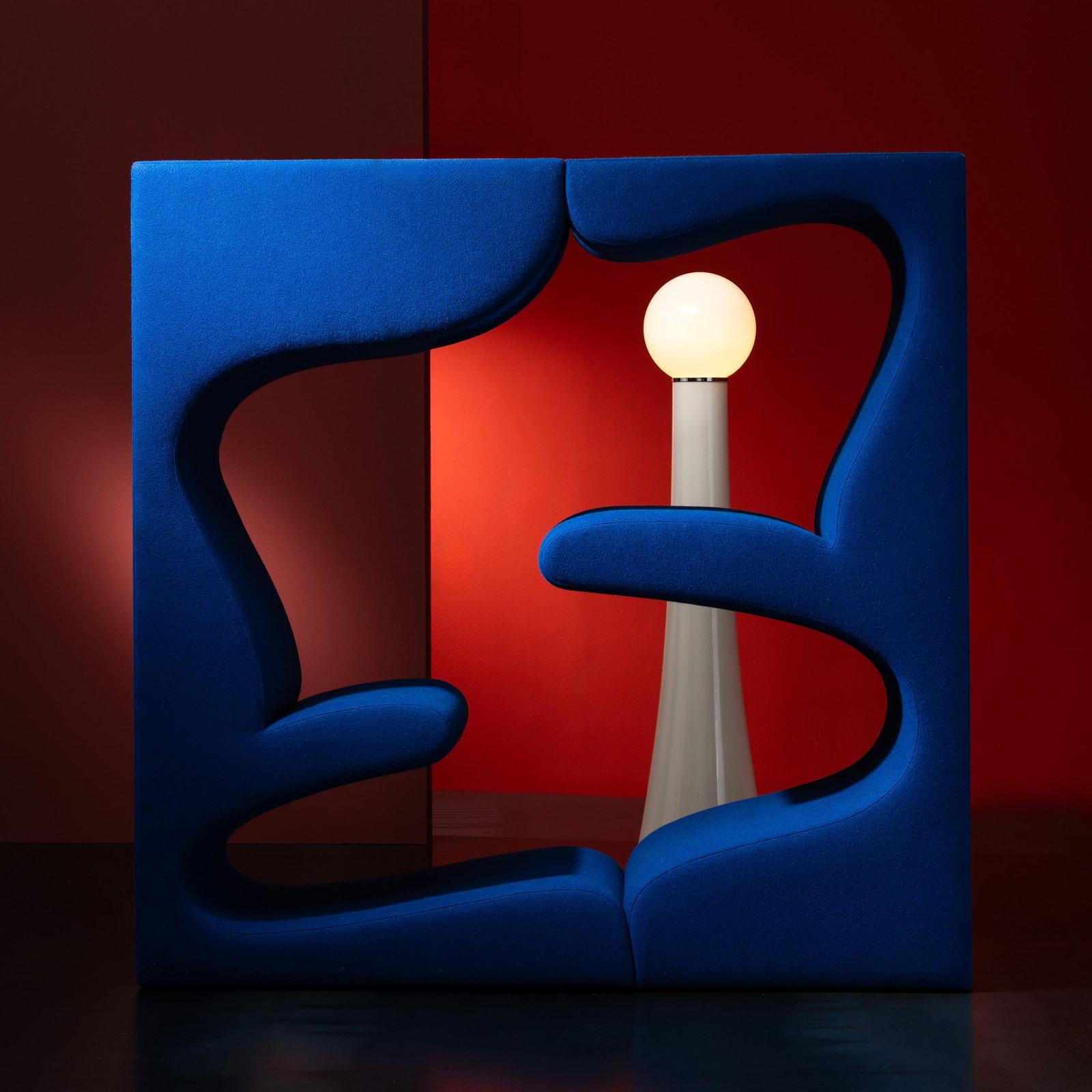VERNER PANTON \“LIVING TOWER\?? SCULPTURAL SOFA: Frame made of plywood polyurethane foam and fabric upholstery Manufactured by Vitra designed in 1968 202 x 202 x 64 cm Accompanied by a Vitra certificate of authenticity