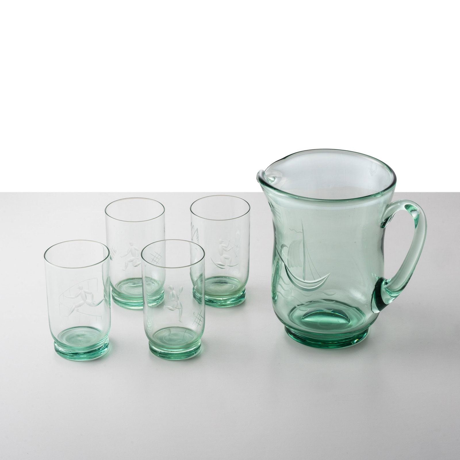 NASON & MORETTI SET OF FOUR GLASSES AND A JUG (1 of 3)
