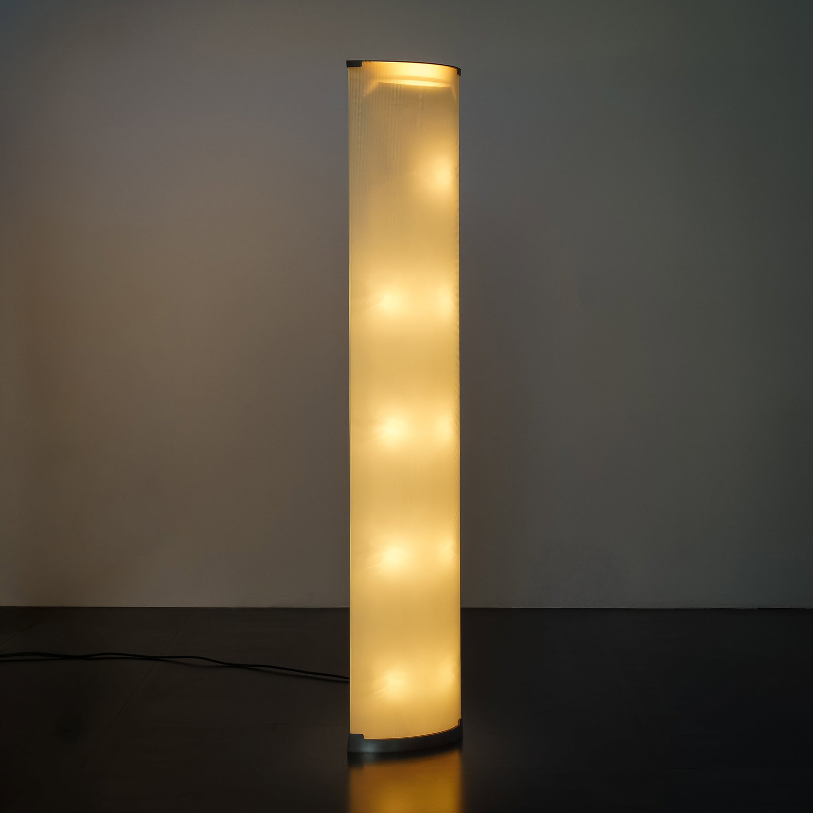 GIO PONTI FLOOR LAMP 'PIRELLONE': Moulded glass nickel-plated brass manufactured by Fontana Arte Italy circa 2010 184 x 38 x 17 cm