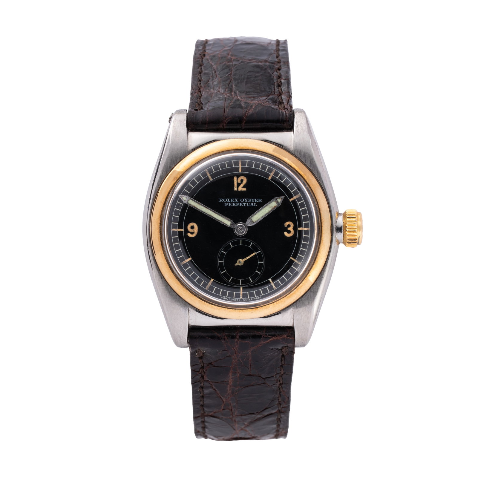 ROLEX – BUBBLE BACK AUTOMATIC STAINLESS STEEL AND 18K YELLOW GOLD TIME-ONLY WRISTWATCH WITH BLACK (1 of 4)