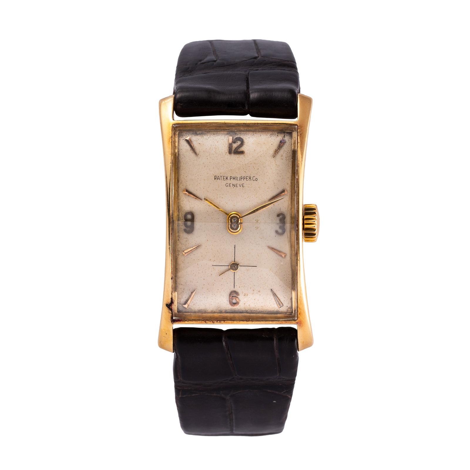 PATEK PHILIPPE – HOUR GLASS 18KT YELLOW GOLD MANUAL-WINDING TIME-ONLY WRISTWATCH WITH A SHAPED (1 of 4)