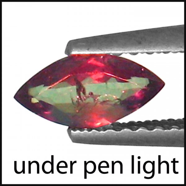 .61cts~WorldMuseum Gem~colorchange Alexanrite: STONE NAME : ALEXANDRITE , LOT NO : ALX626- 63 (557) , Quantity: 1PCS , WEIGHT CTS : 0.61CTS , SIZE : 7.9 X 3.9 X 2.3 MM , COLOR : Colorchange , SHAPE : MARQUEE, CLARITY : VS , ORIGIN : MARVELOUS , LU