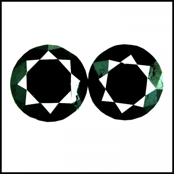 5.49cts~ 100%Natural Black Diamond : STONE NAME : BLACK DIAMOND , LOT NO : DMD10 - 120 (360) , Quantity: 2PCS , WEIGHT CTS : 5.49CTS , SIZE : 8.4 X 6.5 MM , COLOR : BLACK , SHAPE : ROUND , CLARITY : VVS , ORIGIN : INDIA , LUSTER : MAR